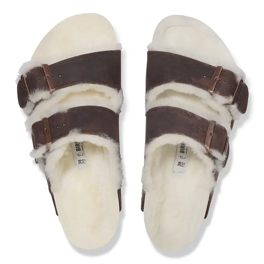 Birkenstock‎ Arizona Shearling Sandal Habana Waxy Leather Oiled EU 42 US 9-95